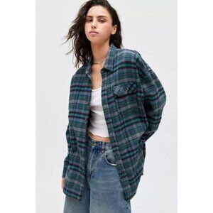 Urban Outfitters BDG Oversized Teal and Purple Plaid Flannel, Medium